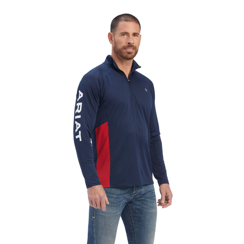 Camisas Ariat Sunstopper Team 1/4 Zip Azul Marino Hombre - Chile 493-UEDYON